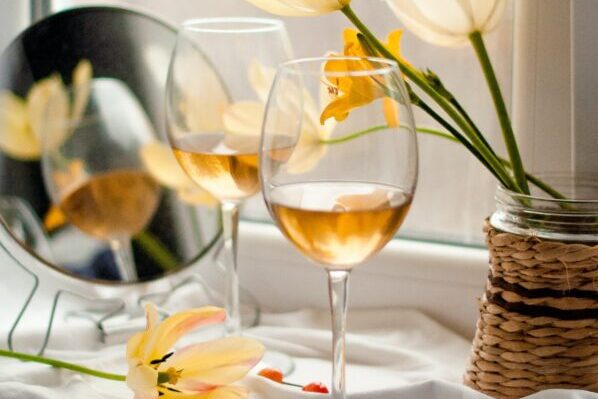 白ワインとお花